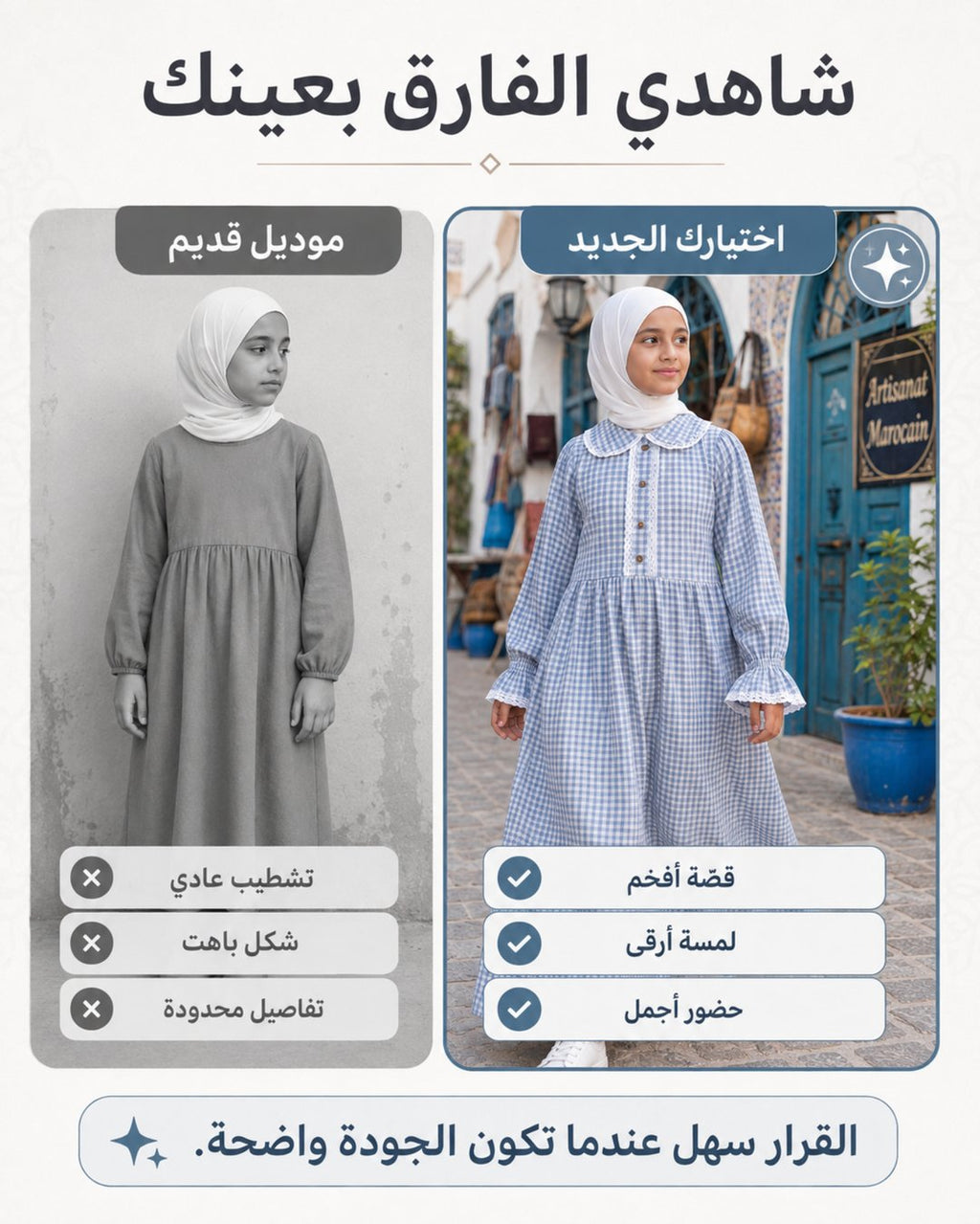 شاهدي الفرق بعينك — الفستان العادي مقابل فستان أنا